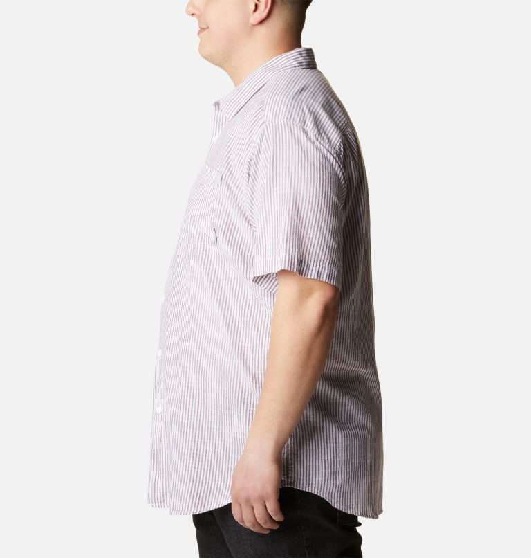 Men's Columbia Under Exposure Yarn-Dye Short Sleeve Shirts Stripe | Plus Size CA-W5L41